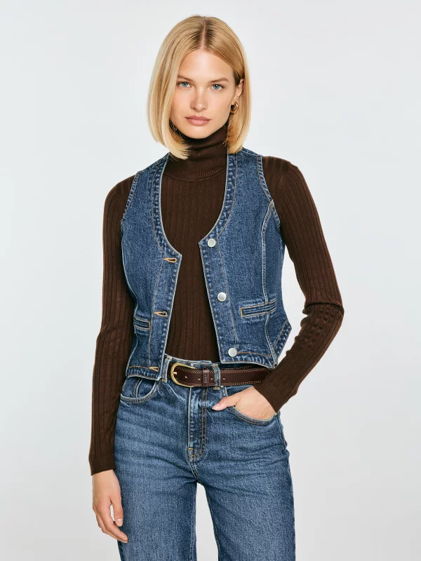 Kamizelka damska jeansowa slim granatowa Lilu 508