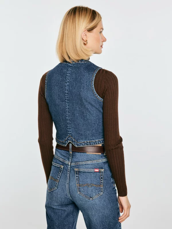 Kamizelka damska jeansowa slim granatowa Lilu 508