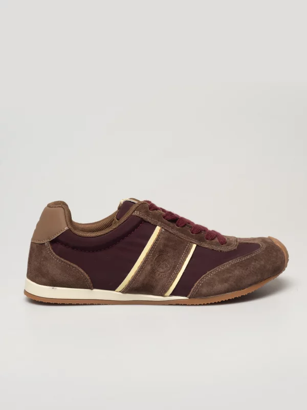 Sneakersy damskie z zamszowymi wstawkami brązowe TT274560 803