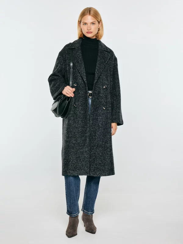 Płaszcz damski oversize z dodatkiem wełny szary Madeline 903