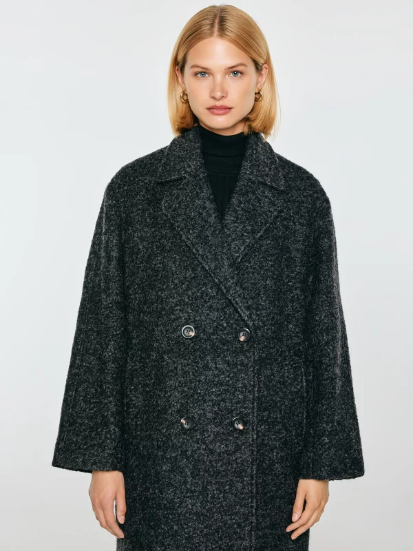 Płaszcz damski oversize z dodatkiem wełny szary Madeline 903