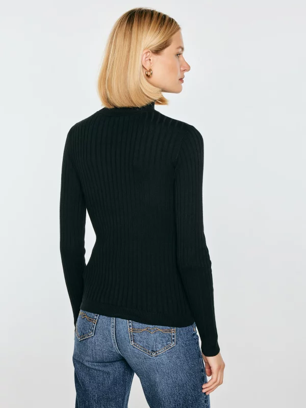Sweter damski w szerokie prążki czarny POLLA 906