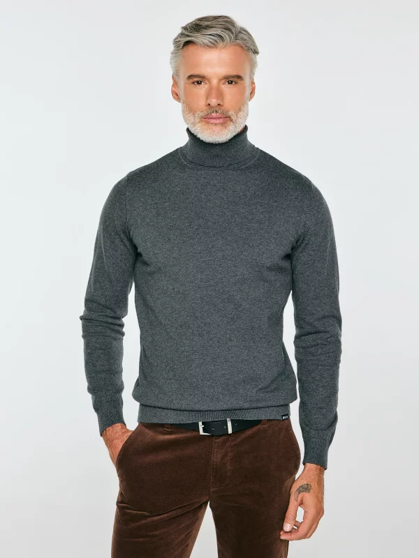Sweter męski z golfem szary Pollen 905