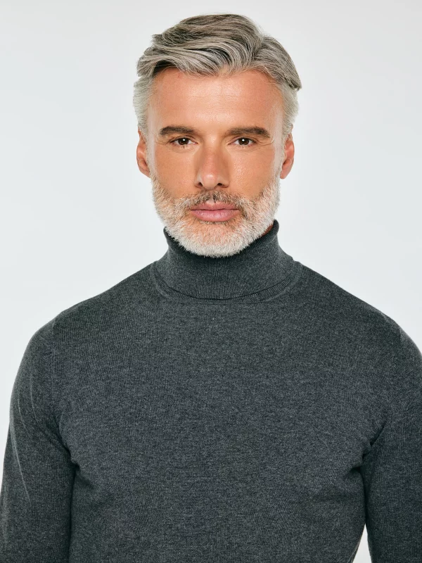 Sweter męski z golfem szary Pollen 905