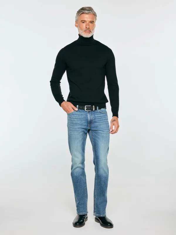 Sweter męski z golfem czarny Pollen 906