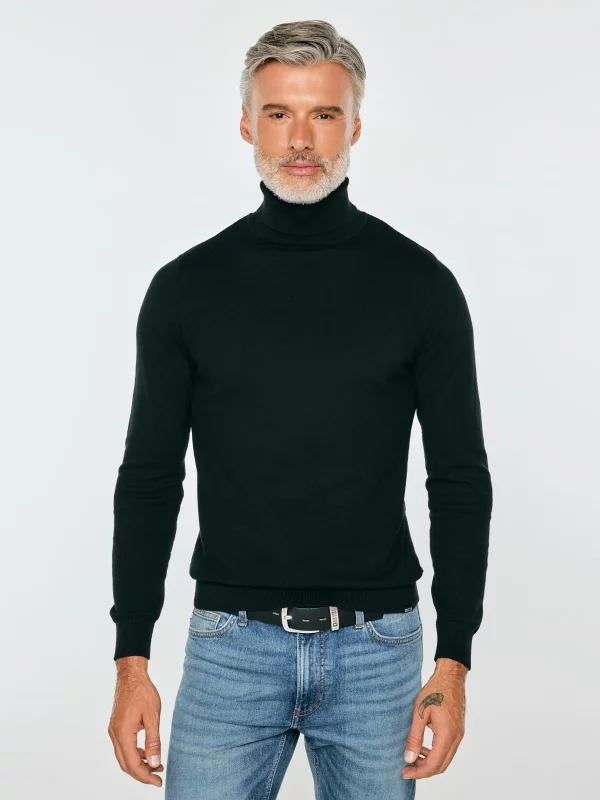 Sweter męski z golfem czarny Pollen 906