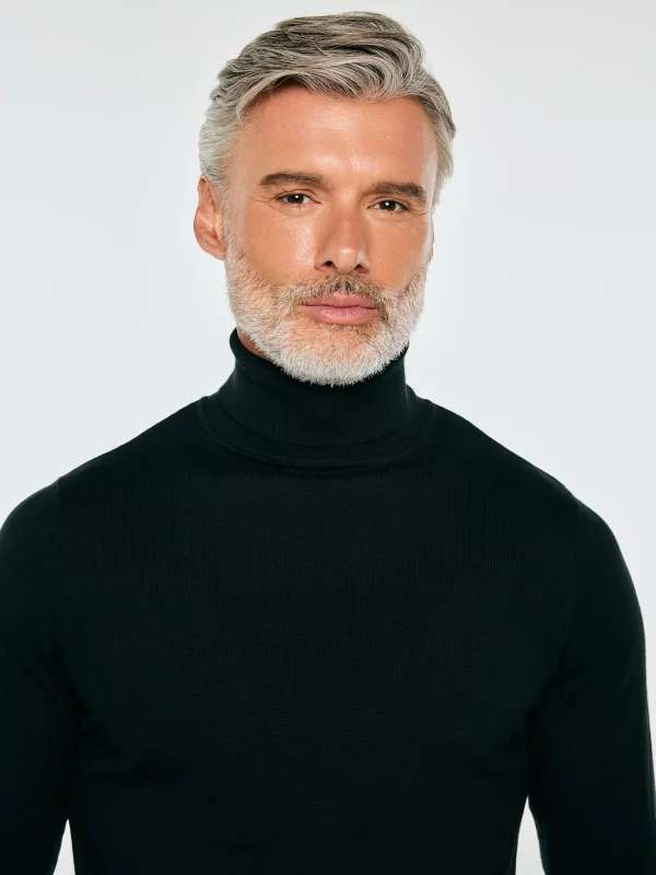 Sweter męski z golfem czarny Pollen 906