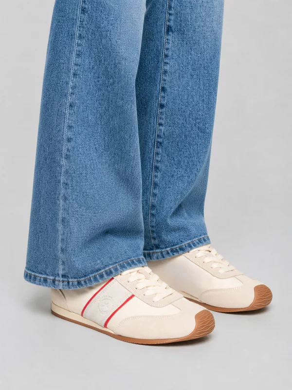 Sneakersy damskie z zamszowymi wstawkami białe TT274558 101