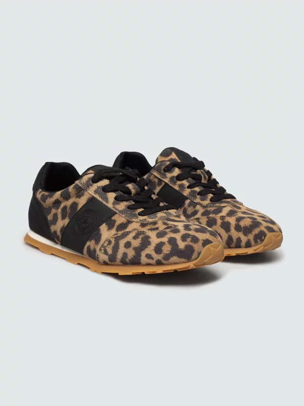 Sneakersy damskie ze skóry naturalnej zamszowej brązowe RR274845 803