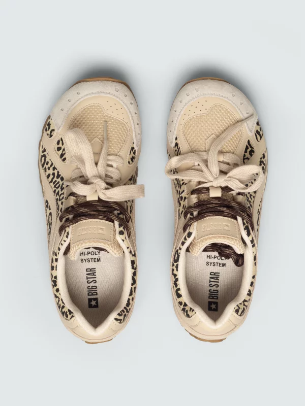Sneakersy damskie ze skórzanymi wstawkami beżowe TT274549 801
