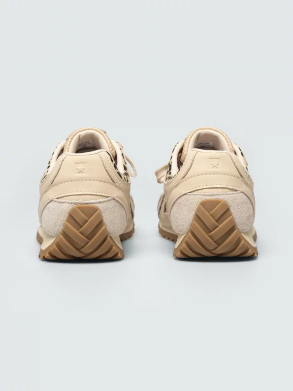 Sneakersy damskie ze skórzanymi wstawkami beżowe TT274549 801
