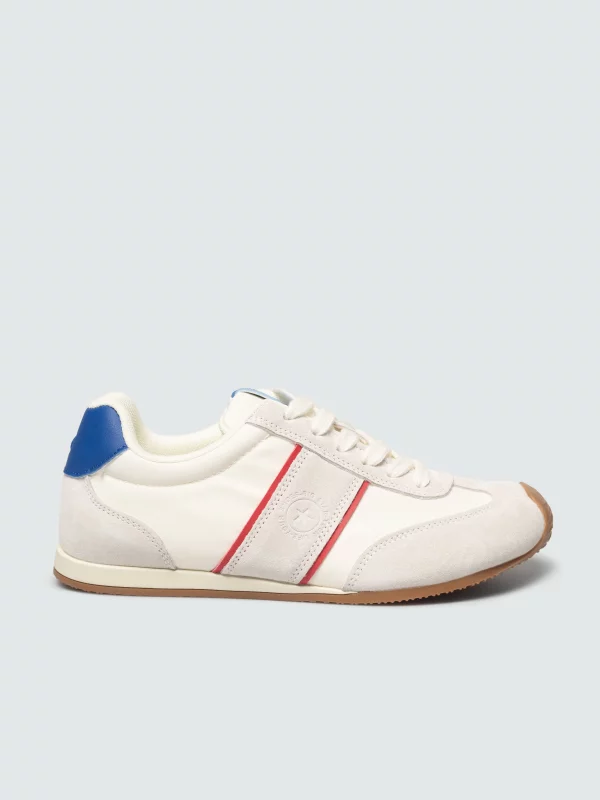 Sneakersy damskie z zamszowymi wstawkami białe TT274558 101