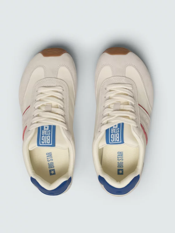 Sneakersy damskie z zamszowymi wstawkami białe TT274558 101