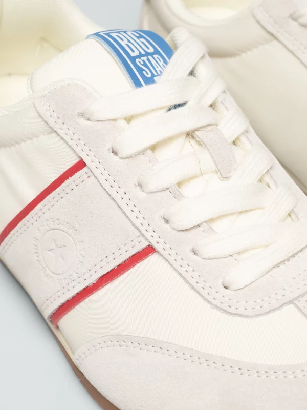 Sneakersy damskie z zamszowymi wstawkami białe TT274558 101