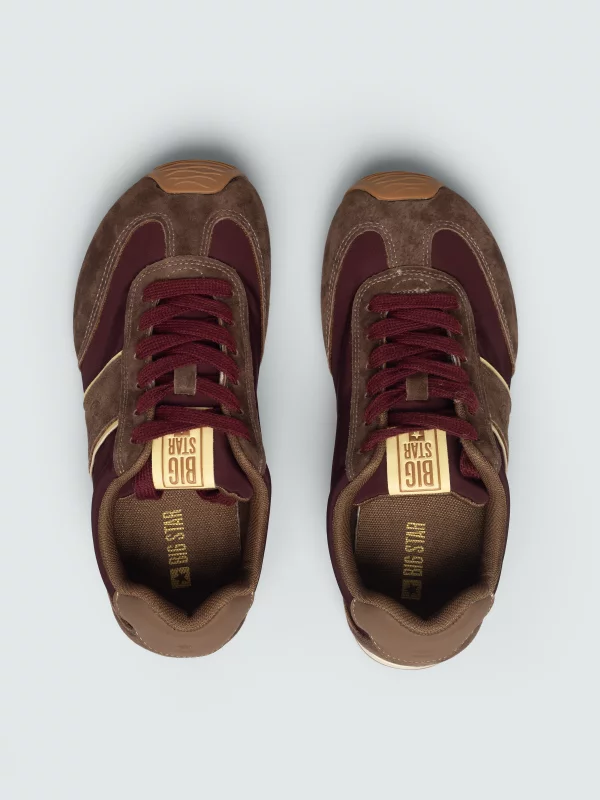 Sneakersy damskie z zamszowymi wstawkami brązowe TT274560 803