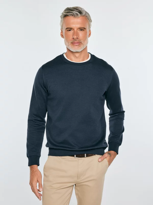 Bluza męska ze strukturalnej dzianiny granatowa Bremen 403