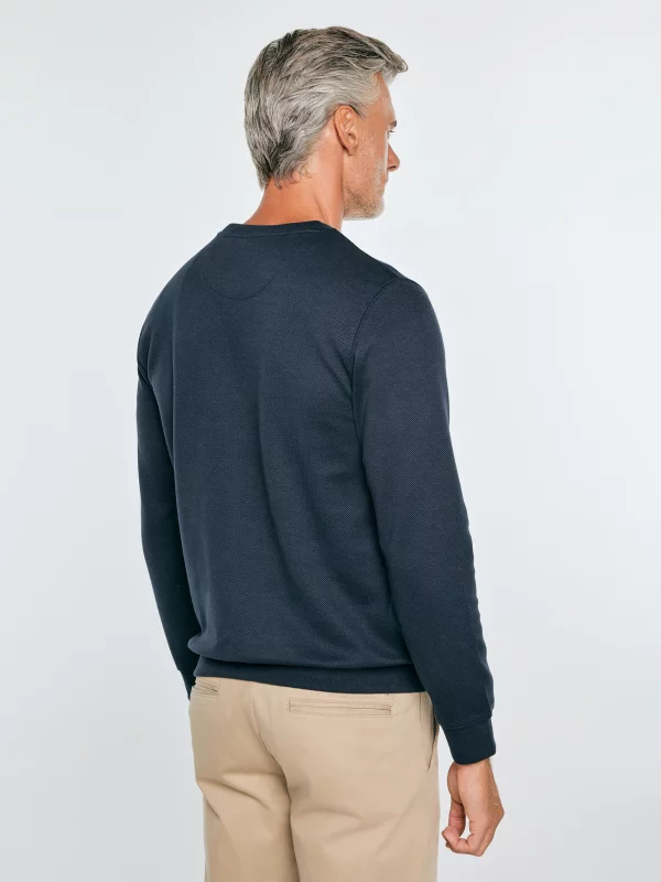 Bluza męska ze strukturalnej dzianiny granatowa Bremen 403