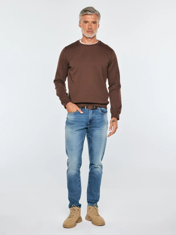 Bluza męska ze strukturalnej dzianiny brązowa Bremen 804