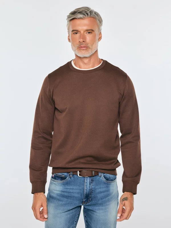 Bluza męska ze strukturalnej dzianiny brązowa Bremen 804