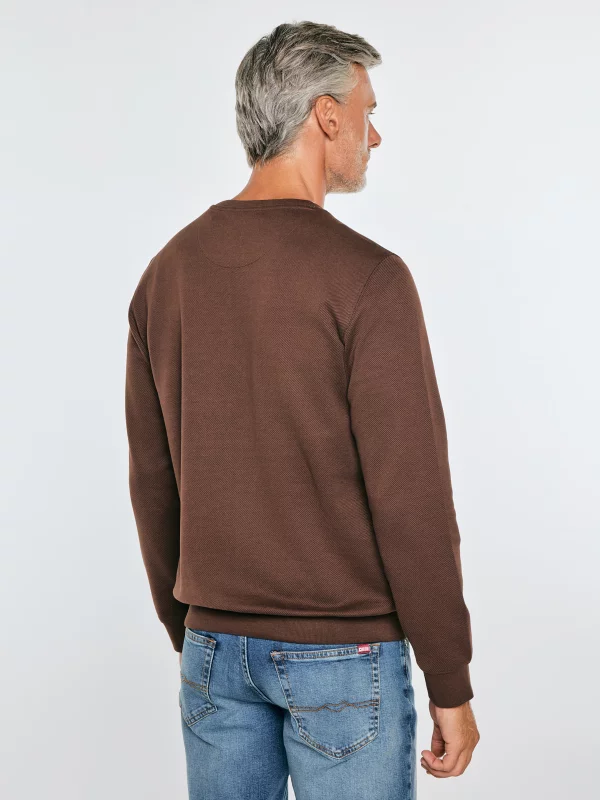 Bluza męska ze strukturalnej dzianiny brązowa Bremen 804