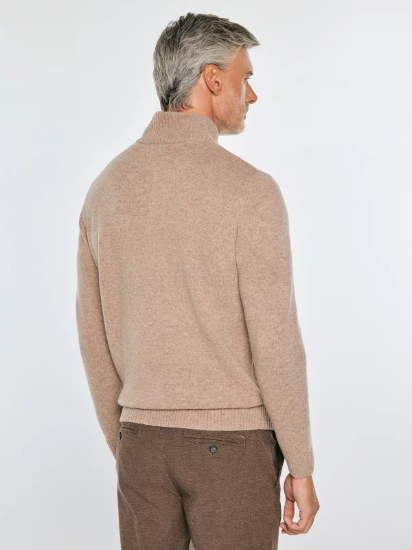 Sweter męski wełniany z golfem brązowy David 802