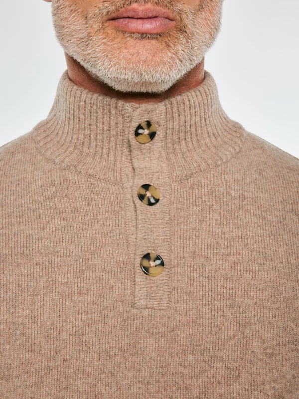 Sweter męski wełniany z golfem brązowy David 802