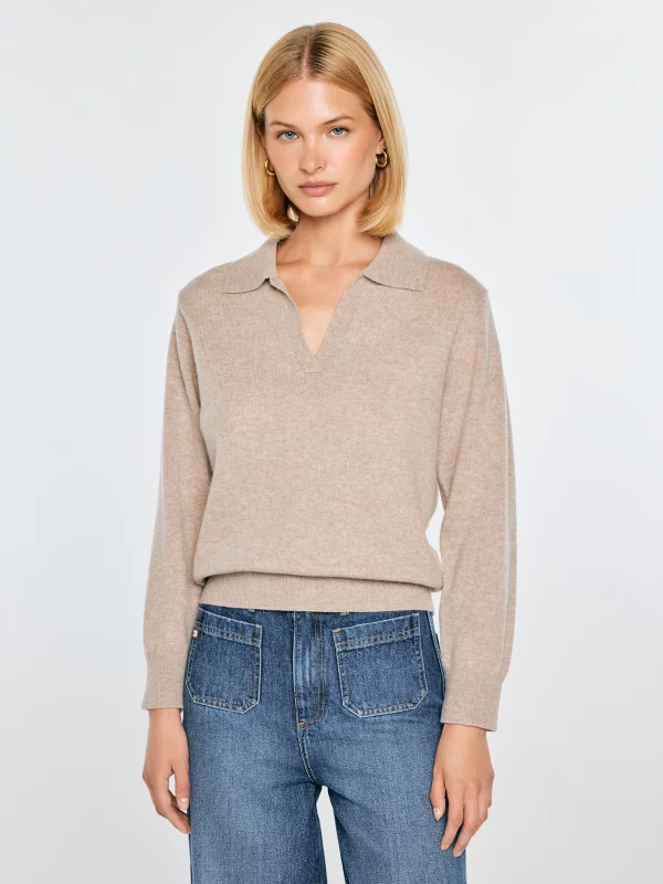 Sweter damski polo wełniany brązowy Elvira 802