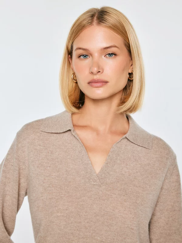 Sweter damski polo wełniany brązowy Elvira 802
