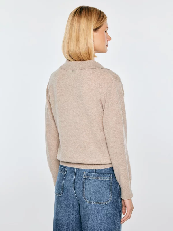 Sweter damski polo wełniany brązowy Elvira 802