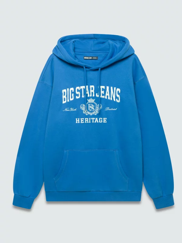 Bluza męska z kapturem i logo BIG STAR niebieska Noel 401