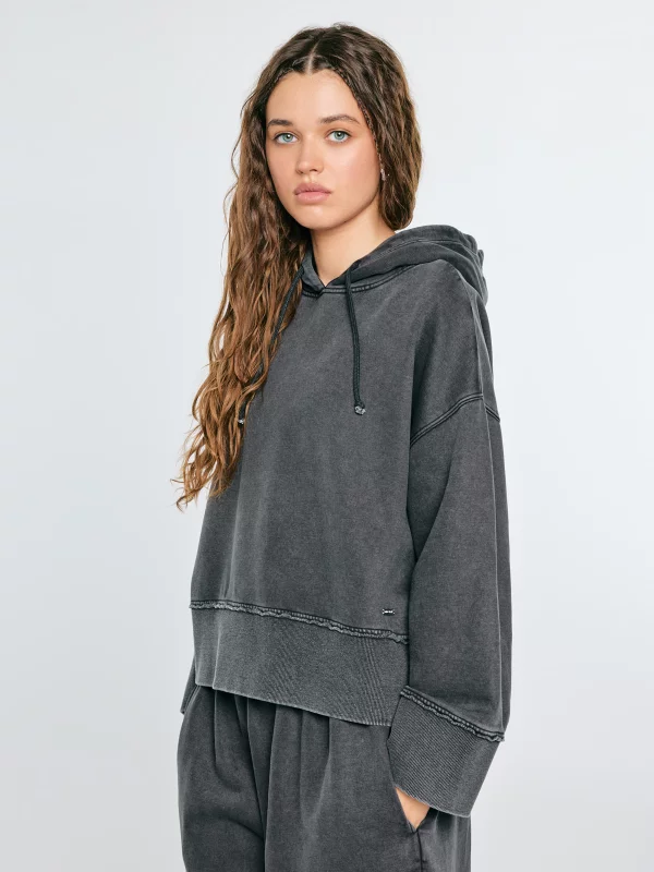 Bluza damska z kapturem czarna Agnessa 906