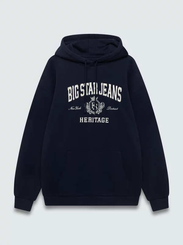 Bluza męska z kapturem i logo BIG STAR granatowa Noel 403