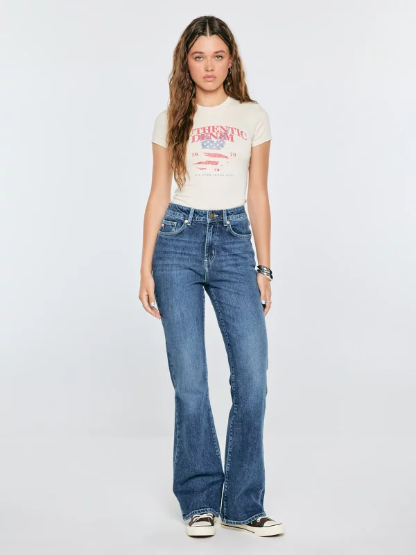 Jeansy damskie bootcut niebieskie Chiara 235