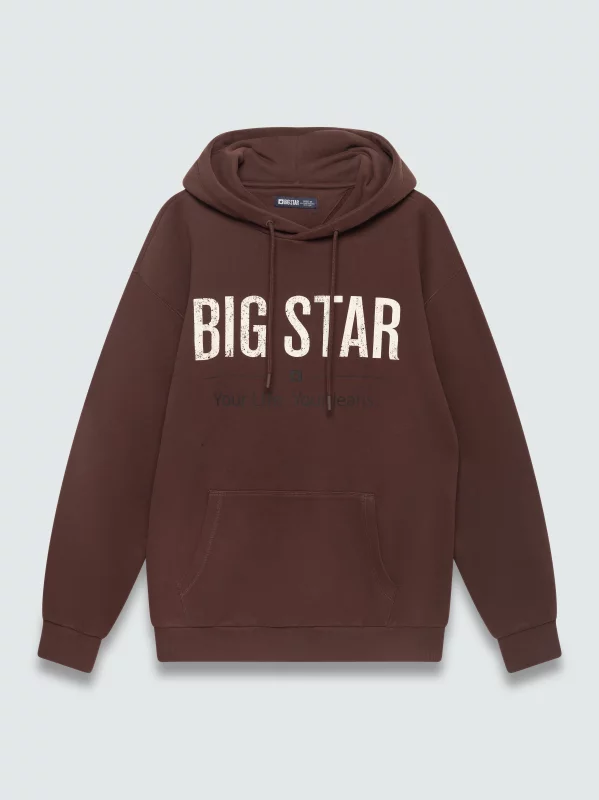 Bluza z kapturem i logo BIG STAR brązowa ASHLYNO 804