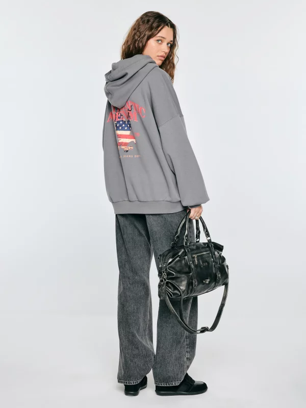 Bluza damska oversize z kapturem szara Jena 903