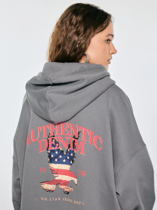 Bluza damska oversize z kapturem szara Jena 903