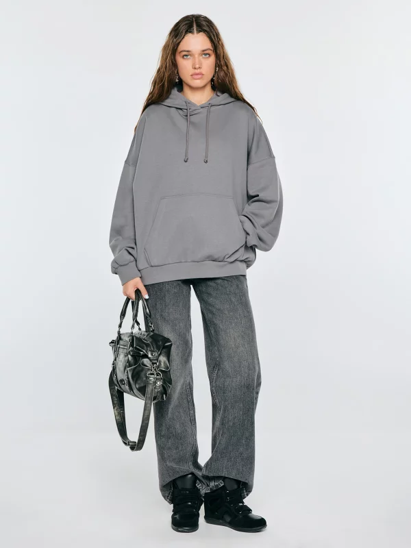 Bluza damska oversize z kapturem szara Jena 903
