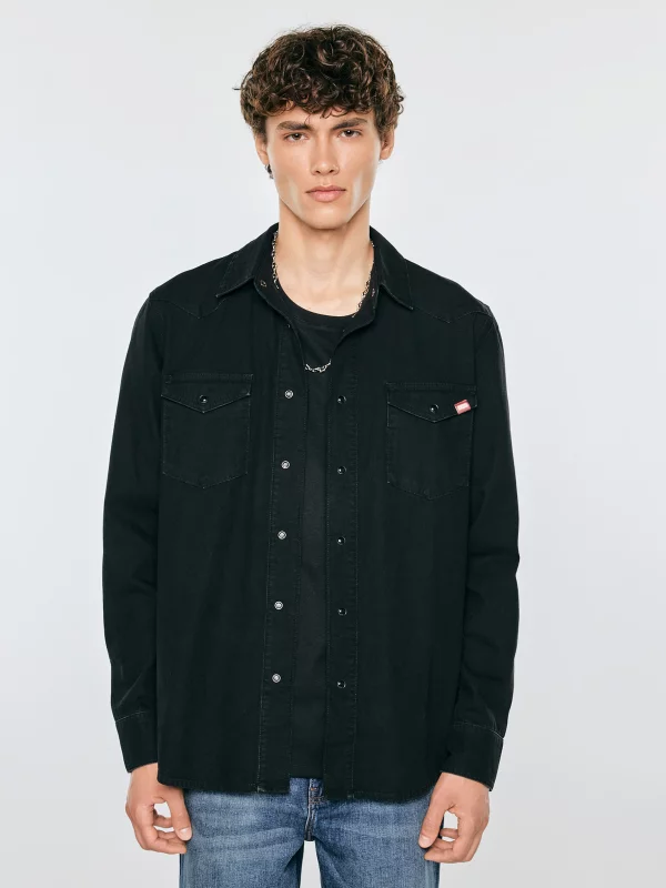 Koszula męska jeansowa czarna Western Shirt 923