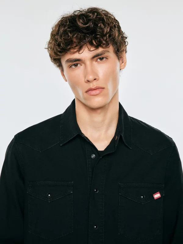 Koszula męska jeansowa czarna Western Shirt 923