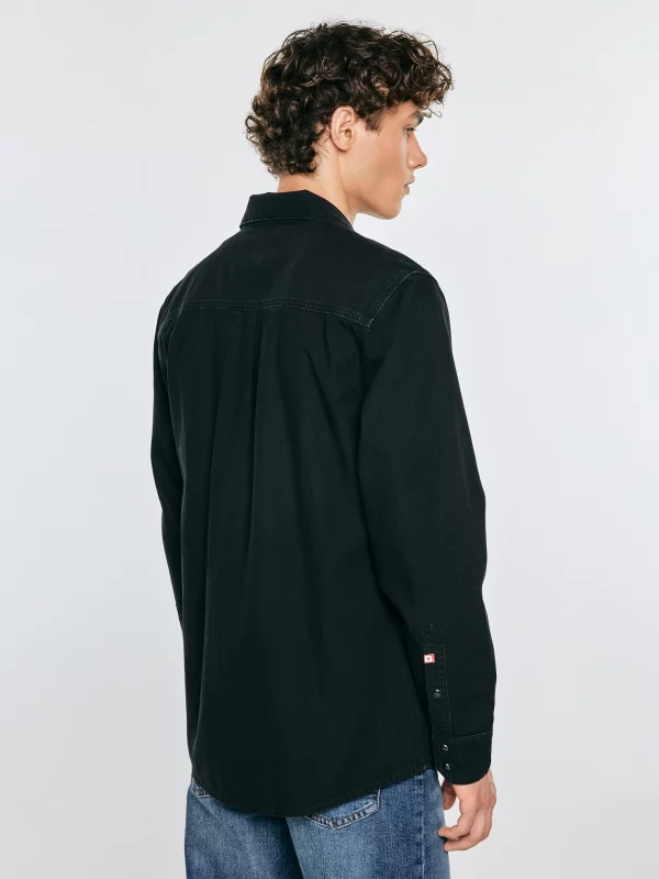 Koszula męska jeansowa czarna Western Shirt 923