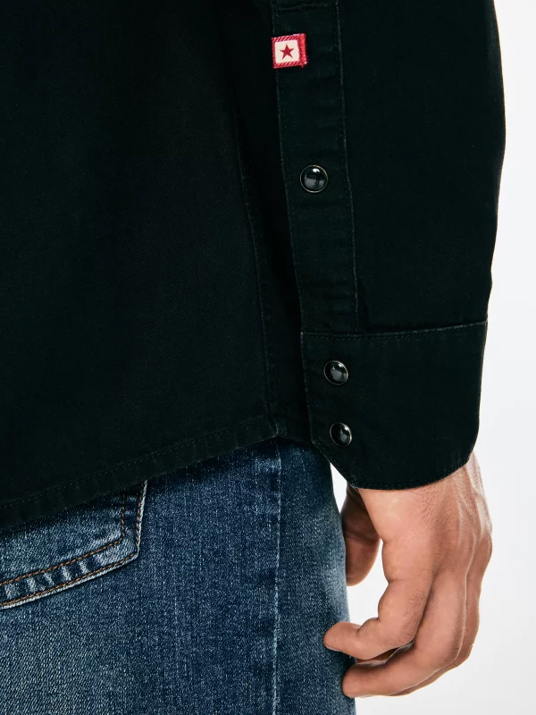 Koszula męska jeansowa czarna Western Shirt 923
