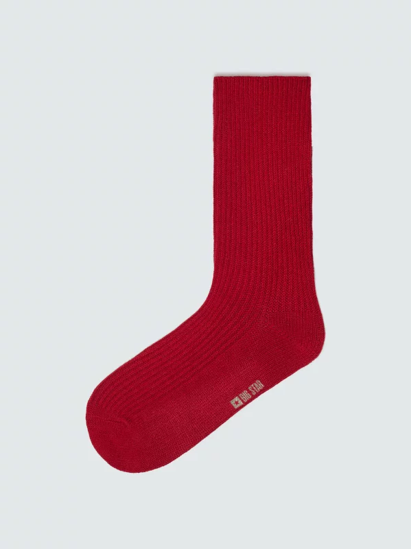 Skarpety damskie w prążek czerwone Rosa 603