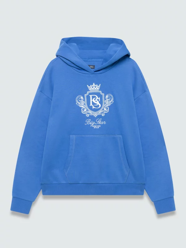 Bluza damska z kapturem i haftowanym logo niebieska Afraja 401