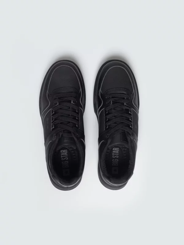 Sneakersy męskie z kontrastową podeszwą czarne UU174164 906