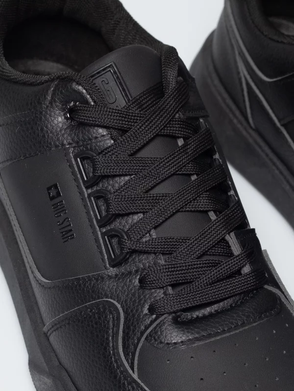Sneakersy męskie z kontrastową podeszwą czarne UU174164 906