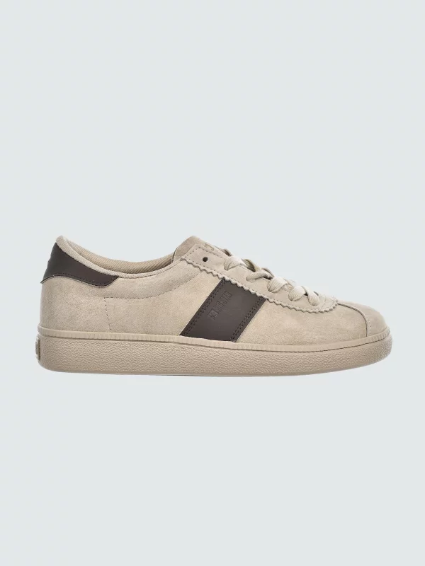 Sneakersy damskie ze skóry naturalnej zamszowej beżowe UU274440 801