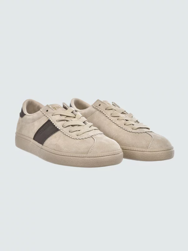 Sneakersy damskie ze skóry naturalnej zamszowej beżowe UU274440 801