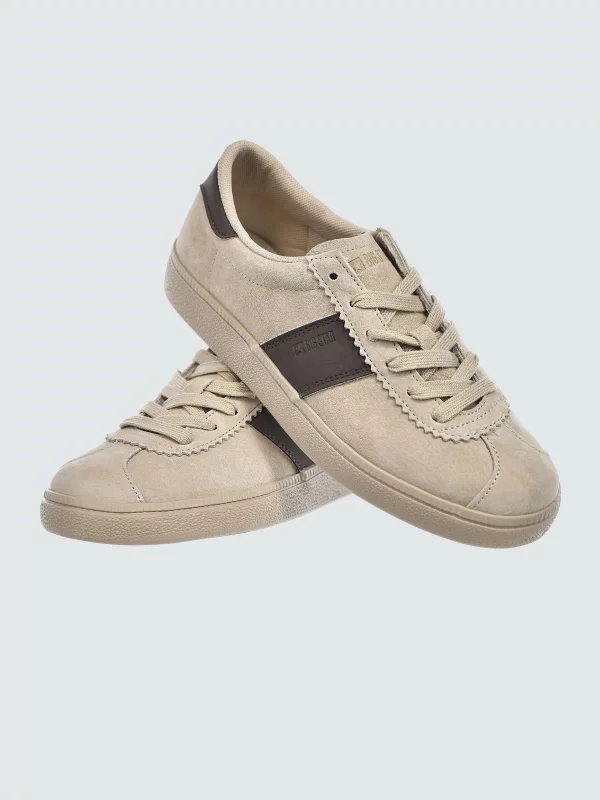 Sneakersy damskie ze skóry naturalnej zamszowej beżowe UU274440 801