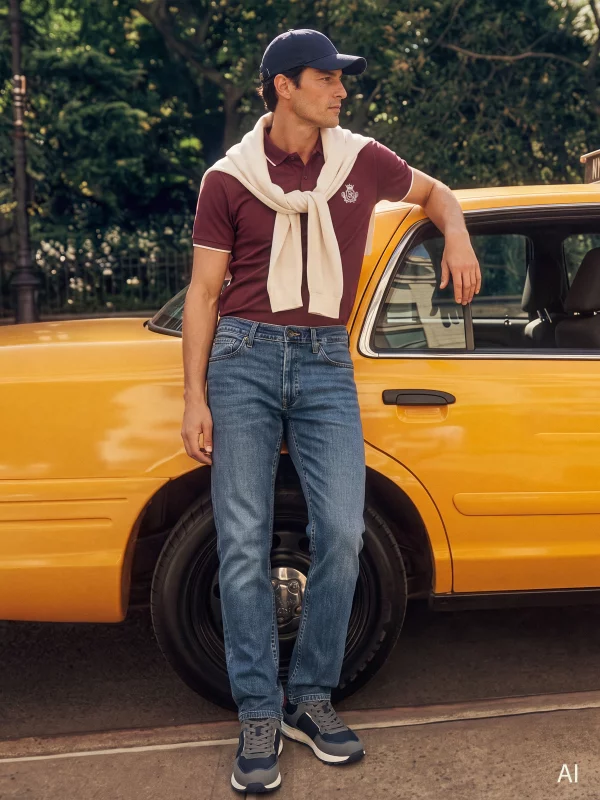 Jeansy męskie dopasowane niebieskie Terry High Waist 465