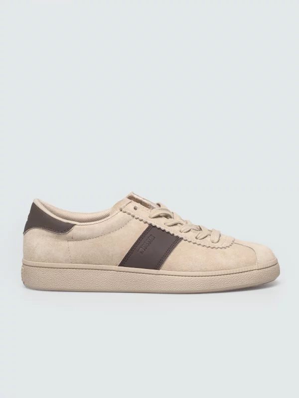 Sneakersy damskie ze skóry naturalnej zamszowej beżowe UU274440 801